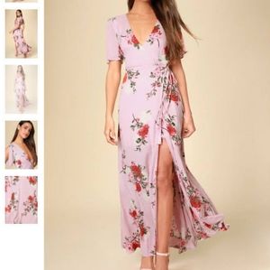 2/20 $Lulu's Divine Days Pink Floral Wrap Dress